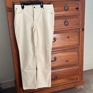 Talbots Flawless Five Pocket Cream Corduroy Straight-Leg Pants Size 12 NWOT